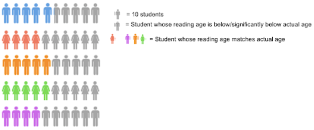 Statistics of students' reading age
