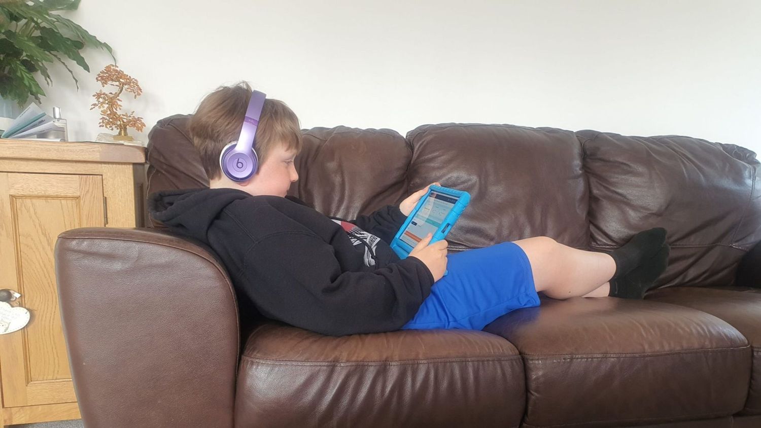 A home learner doing Bedrock on a tablet