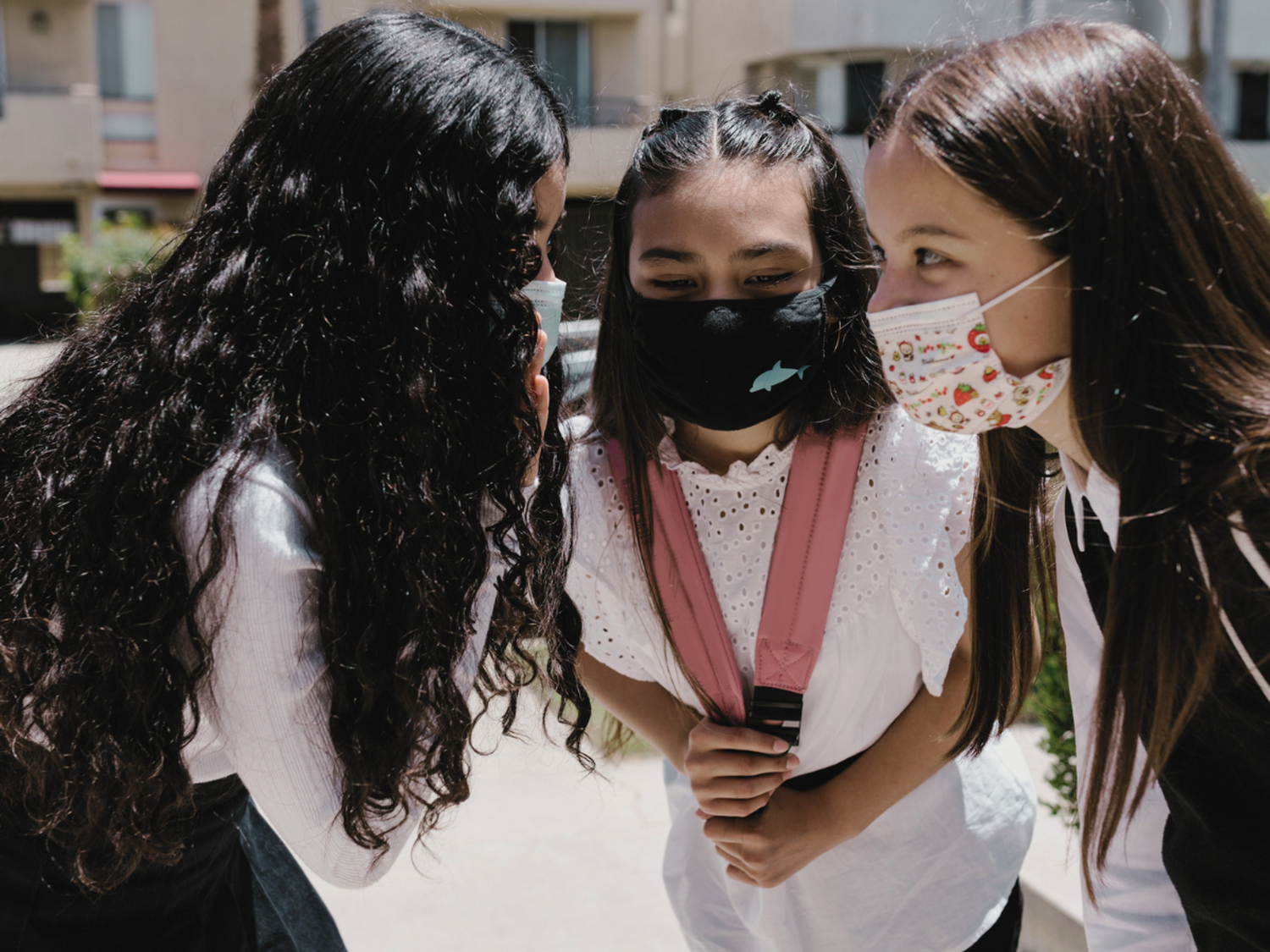 Students wearing face masks at school.