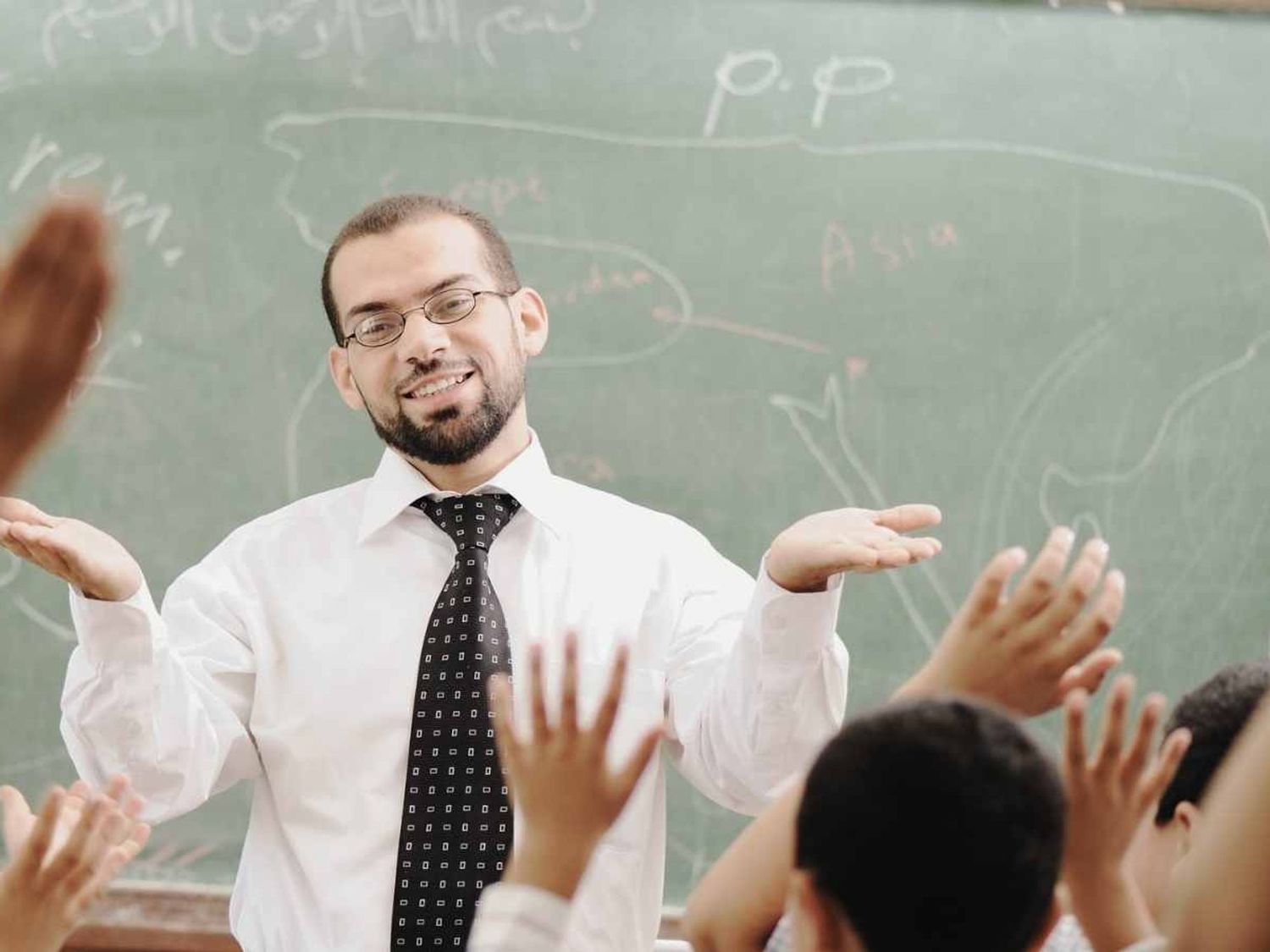 A teacher in a classroom